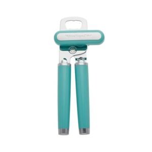 KitchenAid Traditional Multifunction Can Opener and Bottle Opener Simple to Use, Razor Sharp Stainless Metal Chopping Wheel, Delicate Ergonomic Handles, Aqua Sky