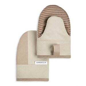 KitchenAid Beacon Two-Tone Non-Slip Mini Oven Mitt Set, Milkshake/Beige, 5.5″x8″, 2 Piece