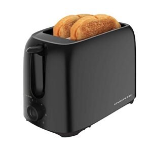OVENTE Electrical 2 Slice Toaster Machine with 6-Shade Browning Selector Setting, Compact Design and Detachable Crumb Tray, 700W Energy Good for Toasting Bread, Skinny Bagels and Waffles, Black TP2210B