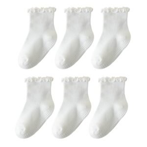 ANYANIME 6 Pairs Toddler Ruffle Socks for Ladies – Child Grip Non Slip Cute Grippy Frilly
