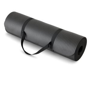 Amazon Fundamentals 1/2 Inch Additional Thick Train Yoga Mat with Carrying Strap, Black
