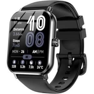 Jacoosa Sensible Look ahead to Males Ladies, 1.83″ HD Touchsreen, Bluetooth Calling, 5 ATM Water-Resistance, 130+ Sports activities Modes, Well being, Health & Sleep Tracker, Timer, Health Look ahead to Android/iOS (Black)