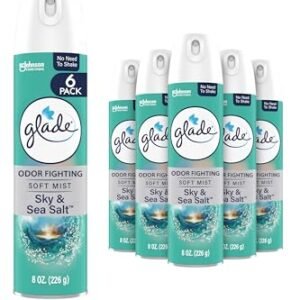 Glade Air Freshener Room Spray, Sky & Sea Salt Scent, Odor Combating to Ship Lengthy Lasting Freshness, 8 Oz, 6 Rely