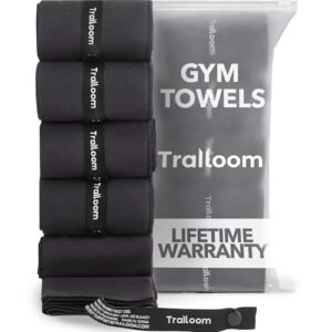 Trailoom Microfiber Exercise Towels – Fast Dry, Extremely Absorbing, Odor-Free, for Males & Ladies – Health club Sweat Sports activities Towel for Sizzling Yoga, Tennis, Working, Train, Working Out, Tenting, Set of 5 Black
