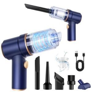 KMM Handheld Automotive Vacuum Cleaner, 9000Pa Vacuum Cleaner and Air Duster, 120W Excessive Energy Hand Held Vacuum with LED Gentle and Multi-Nozzles for Automotive, House, Workplace, Pet