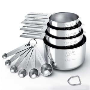 TILUCK Stainless Metal Measuring Cups & Spoons Set, Cups and Spoons,Kitchen Devices for Cooking & Baking (10)