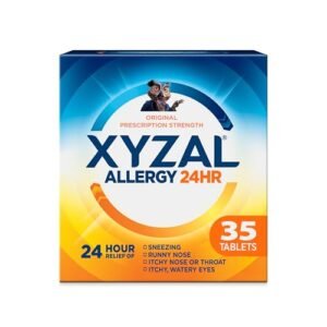 Xyzal 24 Hour Allergy Reduction Medication, Authentic Prescription Power Antihistamine, Levocetirizine Dihydrochloride Tablets, 5 mg, 35 Rely
