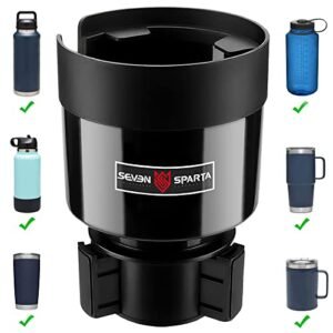 Seven Sparta Automobile Cup Holder Expander with Adjustable Base, Suitable with Hydro Flasks 32/40 Ounce, Suitable with Yeti Ramblers 20/26/30 Ounce, Different Bottles in 3.4″-3.8″ (Black)
