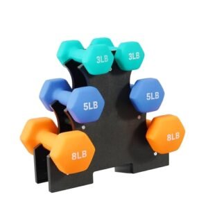 Fitvids Coloured Neoprene Dumbbell Set with Rack, A number of Weight Choices, 20LBS, 32LBS, 50LBS and 56LBS Units