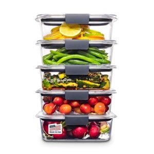 Rubbermaid Brilliance Meals Storage Containers BPA Free Hermetic Lids Ultimate for Lunch Meal Prep & Leftovers Set of 5 (3.2 Cup)