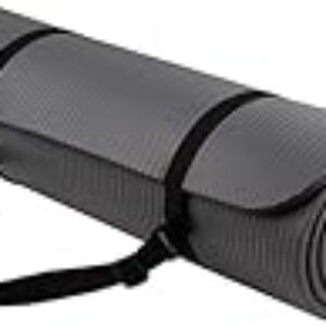 Fitvids 1/2-Inch Additional Thick Excessive Density Anti-Tear Train Yoga Mat with Carrying Strap, Grey