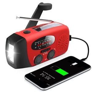 RunningSnail Emergency Hand Crank Radio With LED Flashlight For Emergency, AM/FM NOAA Moveable Climate Radio With 2000mAh Energy Financial institution Telephone Charger, USB Charged & Photo voltaic Energy For Tenting, Emergency