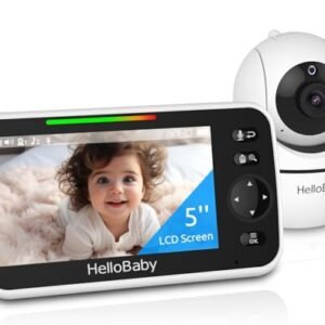 HelloBaby No WiFi Child Monitor 5″ Display screen 30-Hour Battery Pan-Tilt-Zoom Video Improve with Digital camera and
