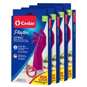 O-Cedar Playtex Gloves Dwelling Reuseable Rubber Cleansing Gloves, Premium Safety, Measurement – Medium (1 Pair) – 4 Pack