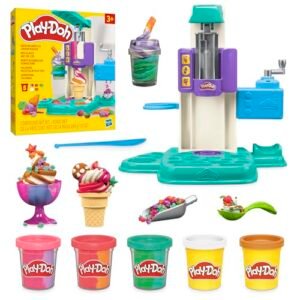 Play-Doh Rainbow Swirl Ice Cream Playset with 7 Fa...