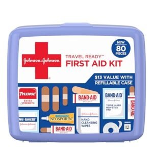 BAND-AID Model Journey Prepared Transportable Emergency First Help Equipment for Minor Wound Care, Excellent for Residence, Automotive, Journey, Tenting Necessities & Out of doors Emergency Equipment, 80 Items