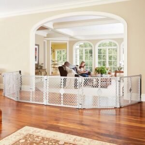 Toddleroo by North States – Superyard Duo Additional Vast Child Gate & Play Yard: 6 Panel Child Playpen – Included Wall Mount Equipment – Made in USA – 38.5 to 201 Inches Vast – 26 Inches Tall – Gentle Grey