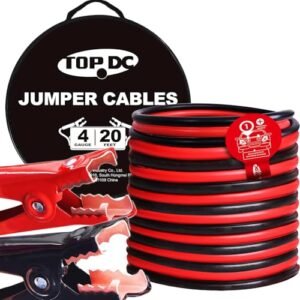 TOPDC 4 Gauge 20 Ft Jumper Cables for Automobile, SUV and Vans Battery, Heavy Responsibility Automotive Booster Cables for Bounce Beginning Lifeless or Weak Batteries with Carry Bag, (TD-P0420)