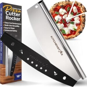 KitchenStar 16-Inch Pizza Cutter Rocker Blade – Sharp Stainless Metal Slicer Knife, Protecting Cowl, Dishwasher Protected, Massive – Skilled Pizza Oven Equipment