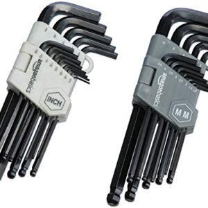 Amazon Fundamentals Hex Key Allen Wrench, Lengthy Arm, Metric and Normal Sizes, 26-Piece