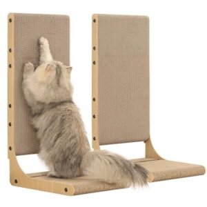 Zakkart 2-Pack Cat Scratching Board, 25.6” Tall Cardboard L Form Vertical Cat Scratchers for Indoo
