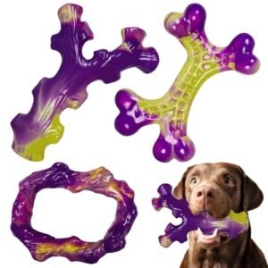 Frienhund Powerful Canine Toys for Aggressive Chewers 3 Pack, Indestructible Canine Toy for Giant Canine, Bacon Flavored, Retains Canine Busy