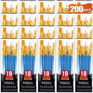 Acrylic Paint Brush Set, (20 Packs /200 pcs) Nylon Hair Brushes for Oil and Watercolor, Excellent Swimsuit of Artwork Portray, Greatest Current for Portray, Blue