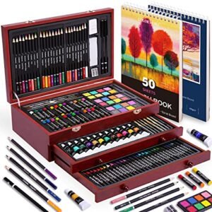 Colour Extra 175 Piece Deluxe Artwork Set with 2 Drawing Pads, Acrylic Paints, Crayons, Coloured Pencils, P
