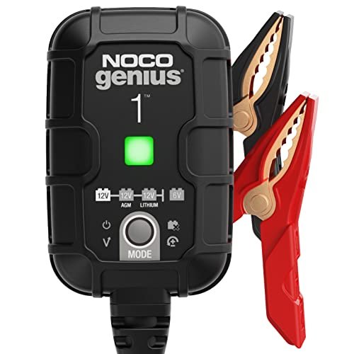 NOCO GENIUS1: 1A 6V/12V Sensible Battery Charger – Automated Maintainer, Trickle Charger & Desulfator with Overcharge Safety & Temperature Compensation – For Lead-Acid & Lithium Batteries