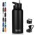 HASLE OUTFITTERS 32 oz Insulated Water Bottle Stainless Metal Double Walled Vacuum Sports activities Water Bottle with 2 Lids (Straw and Spout Lid) for Health club Tenting Climbing(Black,1)